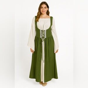 Green and White Renaissance Dress